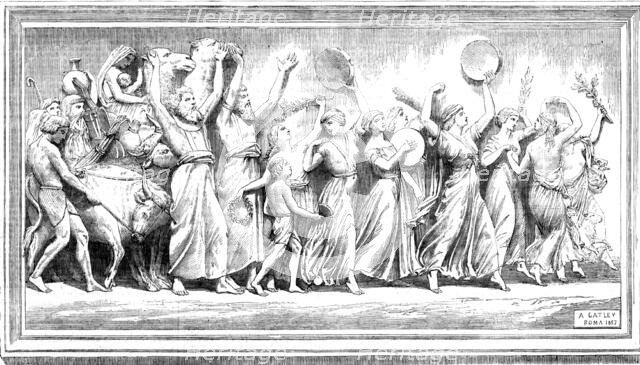 Bas-relief, "The Song of Miriam and Moses", by Mr. Gatley, for a mausoleum near Edinburgh, 1858. Creator: Unknown.