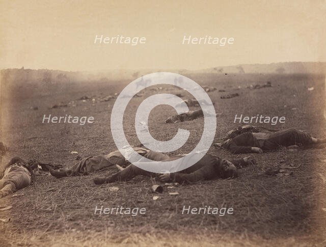 A Harvest of Death, Gettysburg, Pennsylvania, July 1863. Creator: Tim O'Sullivan.