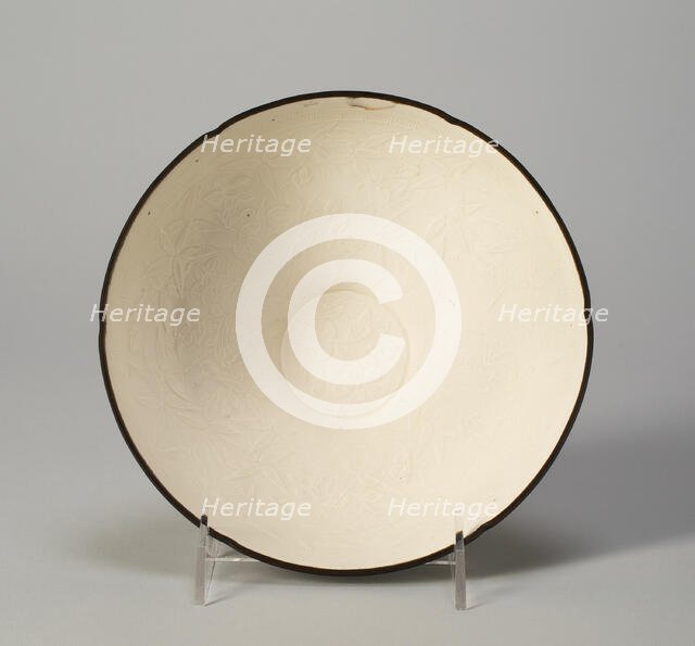 Six-Lobed Bowl with Bamboo, Morning Glories, and Spray of Cherry..., Jin dynasty, 12th century. Creator: Unknown.