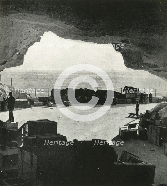 'Huge bombproof stores and repair shops were made from the caves', c1942-1943, (1945). Creator: Unknown.