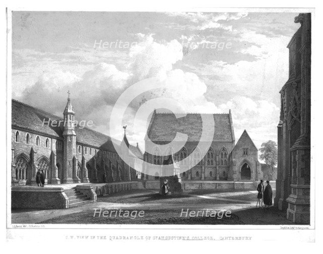 'S.W. View in the Quadrangle of St. Augustine's College, Canterbury', c1847. Creator: George Hawkins.