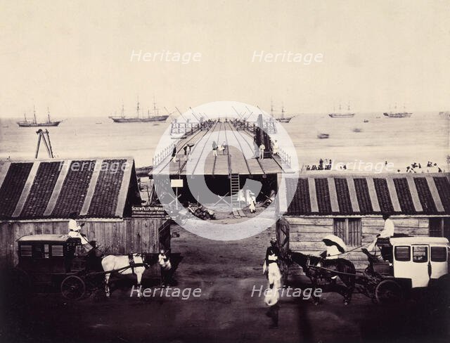 The Pier under construction, Madras, India, c1861. Creator: Unknown.