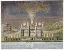 Fireworks in Green Park, Westminster, London, 1749.                                          Artist: Anon