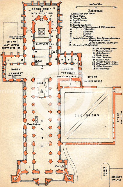 'Peterborough Cathedral', c20th Century. Artist: John Bartholomew.