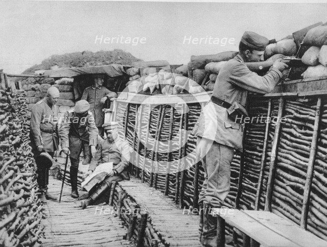 A German trench, World War I, 1915. Artist: Unknown