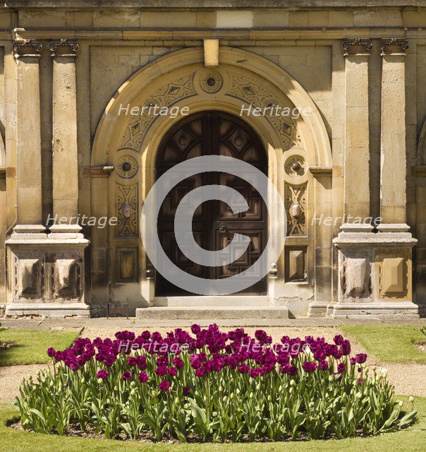 East door and bed of tulips, Audley End House and Gardens, Saffron Walden, Essex, 2007.  Artist: Historic England Staff Photographer.
