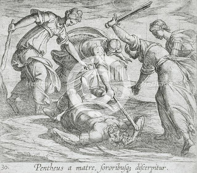 The Death of Pentheus, published 1606. Creators: Antonio Tempesta, Wilhelm Janson.