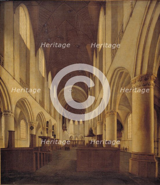 Interior of St Bavo Church in Haarlem. View from the Nave towards the Choir, 1660-1703. Creator: Isaak van Nickele.
