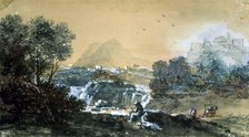 'Landscape with a Waterfall', Italian painting of 18th century.  Artist: Francesco Zuccarelli