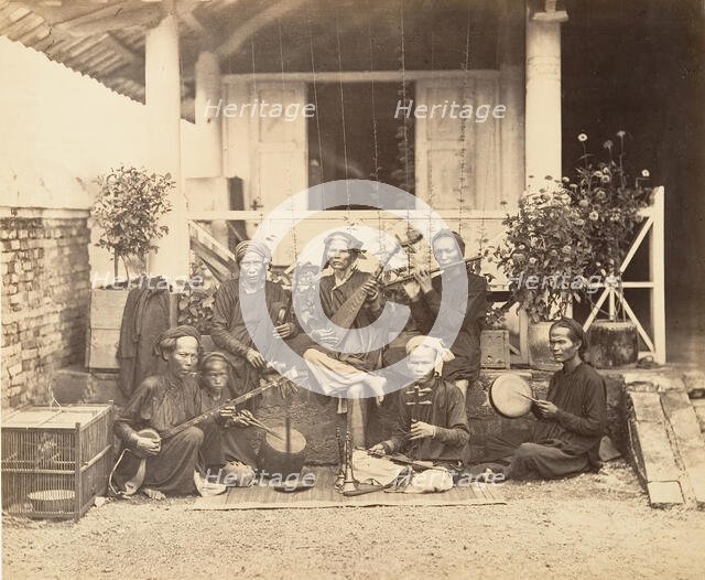 Musiciens Annamites, Saïgon, Cochinchine, 1866. Creator: Emile Gsell.
