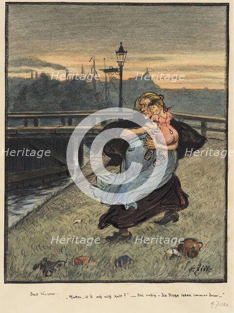 Into the water, c.1919. Creator: Zille, Heinrich (1858-1929).