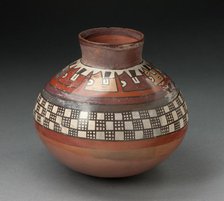 Jar with Rows of Checkerboard Pattern and Abtract Plants, 180 B.C./A.D. 500. Creator: Unknown.