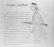 Yvette Guilbert, 1894., 1894. Creator: Henri de Toulouse-Lautrec.