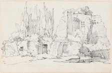 Roman Ruins with a Stand of Cypresses, 1744/1750. Creator: Joseph-Marie Vien the Elder.