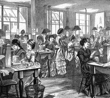 Female telegraph workers, 1871. Artist: Unknown