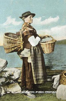 A fish woman from Llangwm, Pembrokeshire, c1900-1910. Creator: Unknown.