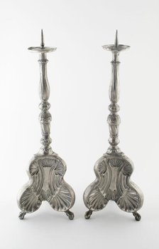 Pair of Altar Candlesticks, Germany, Mid 18th century. Creator: Unknown.