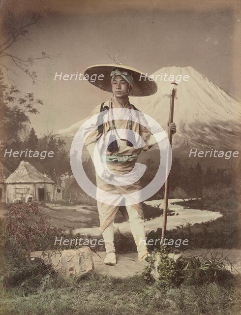 Pilgrim Going Up Fujiyama, 1870s-1890s. Creator: Kusakabe Kimbei.