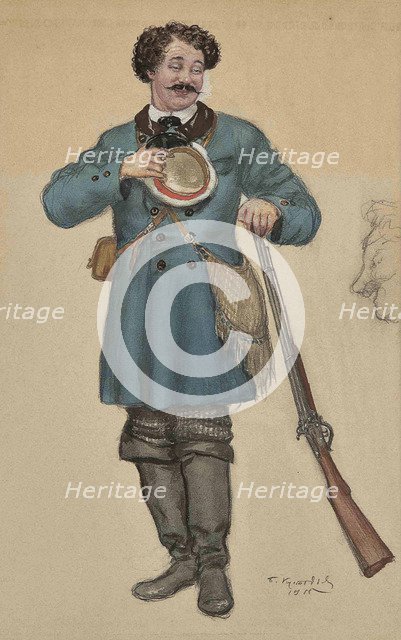 Costume design for the theatre play Wolfs and Sheeps by A. Ostrovsky, 1915.