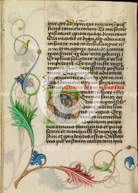 Decorated Initial O; Prayer Book, about 1470-1480. Creator: Workshop of Valentine Noh.