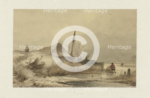 Winter landscape with farm on canal, 1852. Creator: Johannes Franciscus Hoppenbrouwers.