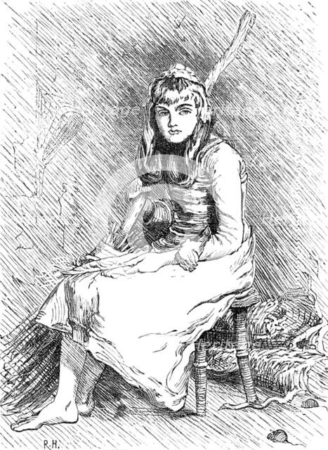 Sketches of pictures in the Royal Academy Exhibition: Cinderella, J. E. Millais, R.A., 1881. Creator: R. H..