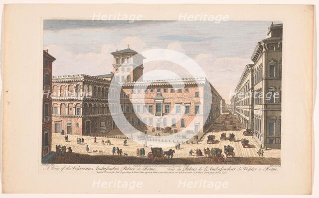 View of the Palazzo Venezia in Rome, 1750. Creator: Thomas Bowles.