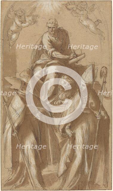Saint Mark with Two Bishops and Putti, c. 1580. Creator: Jacopo Palma.