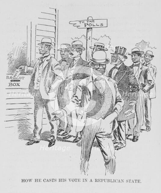 How he casts his vote in a Republican state, (1899?). Creator: Unknown.