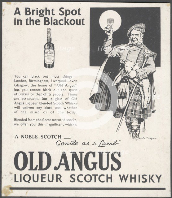 Old Angus Liqueur Scotch Whisky, 1920s. Artist: Unknown