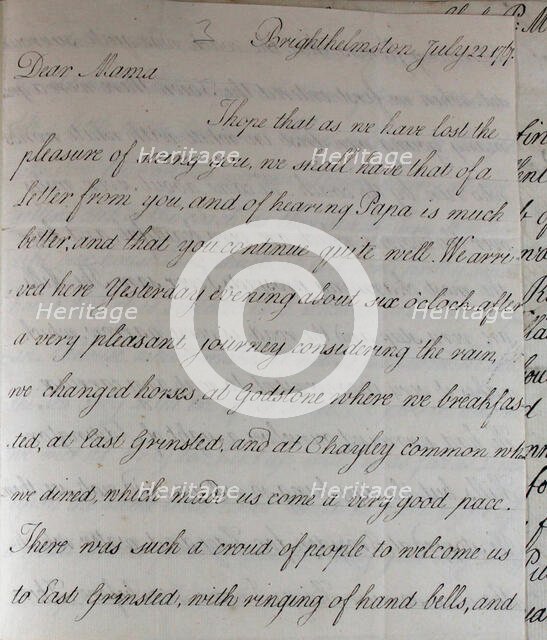 Letter from Hester Pitt, between 1766 and 1770. Creator: Hester Stanhope.