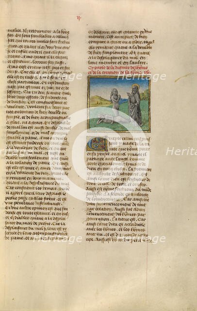 The Creation of Eve; Miroir Historial, about 1475. Creator: Unknown.