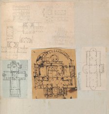 Page from a Scrapbook containing Drawings and Several Prints of Architecture, Int..., ca. 1800-1850. Creators: Workshop of Charles Percier, Workshop of Pierre François Léonard Fontaine.