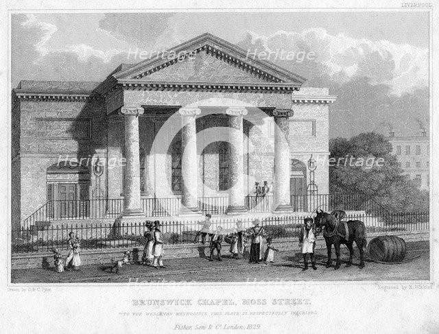 Brunswick Chapel, Moss Street, Liverpool, 1829.Artist: R Winkles