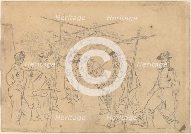 Sutler's Tent, 3rd Pennsylvania Cavalry [recto], 1862. Creator: Winslow Homer.