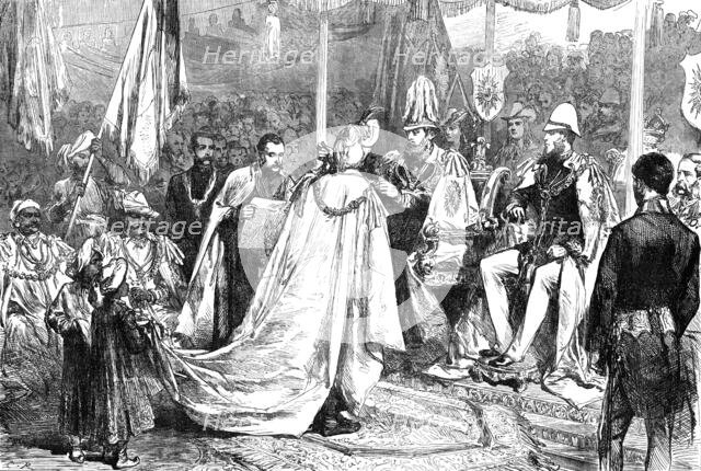 The Prince of Wales Investing a Native Prince with the Grand Cross of the Star of India..., 1876. Creator: C.R..