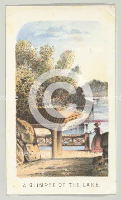 A Glimpse of the Lake, from the series, Views in Central Park, New York, Part 2, 1864. Creator: Louis Prang.