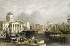 Canning Dock, Liverpool, showing the Custom House, 1841. Artist: Unknown