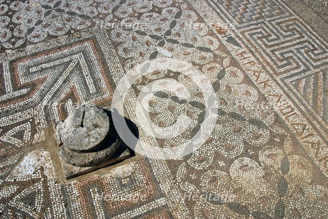 Mosaic floor, ruins of the Basilica of Ayia Trias, Famagusta, North Cyprus.