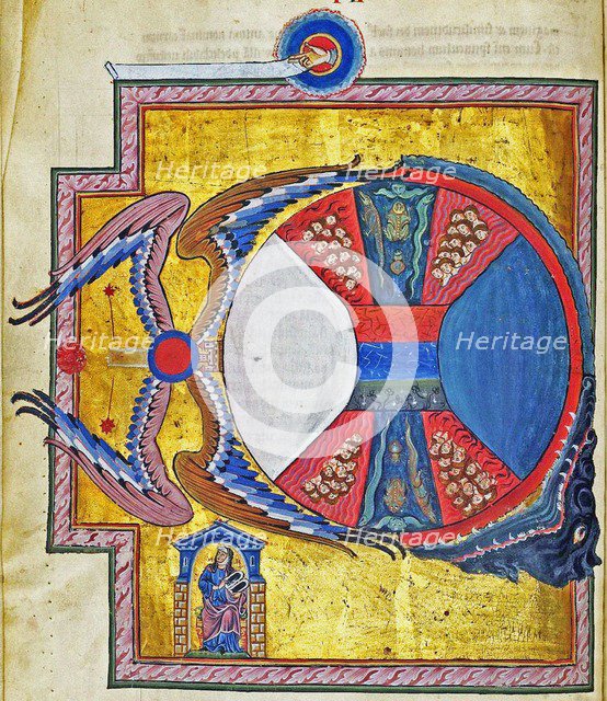 Living, Dying and Purgatory. (Vision from Liber Divinorum Operum), ca 1220-1230.