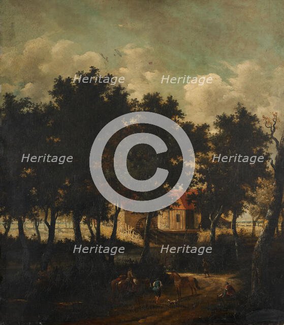 Water mill. The horsemen's stop, after Hobbema. Creator: Unknown.