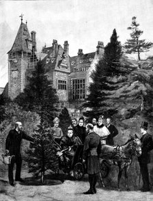 The Queen's Visit to...Friedrichshof: Her Majesty planting a tree in the Castle grounds, 1895. Creator: P Naumann.