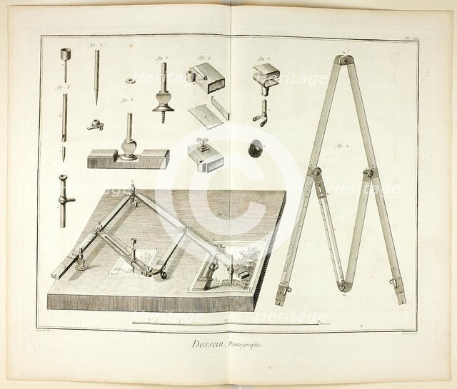 Design: Pantograph, from Encyclopédie, 1762/77. Creator: Benoit-Louis Prevost.