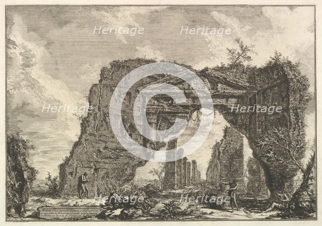 Remains of a covered portico, or a cryptoportiucus, in a villa of Domitian, five miles..., ca. 1766. Creator: Giovanni Battista Piranesi.