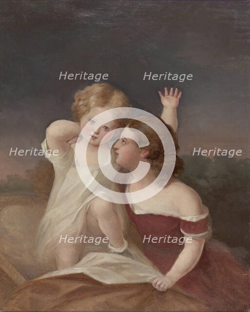 A Child and a Young Girl, Portrait Sketch. Creator: Berndt Godenhjelm.