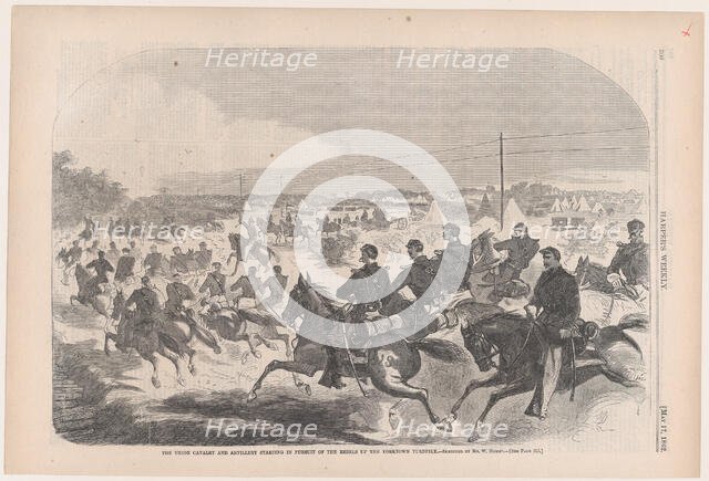 The Union Cavalry and Artillery Starting in Pursuit of the Rebels up the Yorktown ..., May 17, 1862. Creator: Unknown.