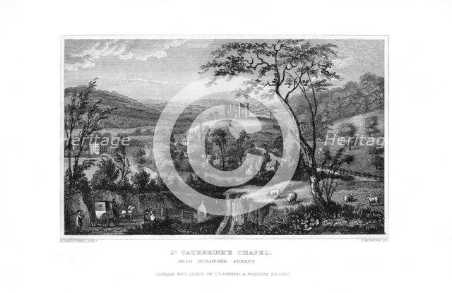 St Catherine's Chapel, Guildford, Surrey, 1829.Artist: J Rogers