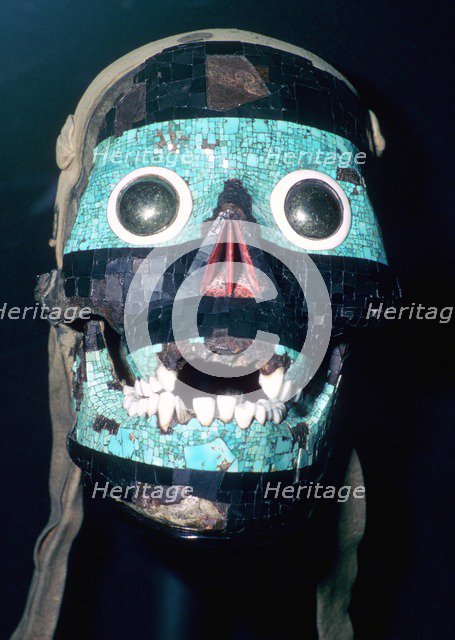 Aztec Turquoise and Lignite mosaic mask of Tezcatlipoca, 15th - 16th century.