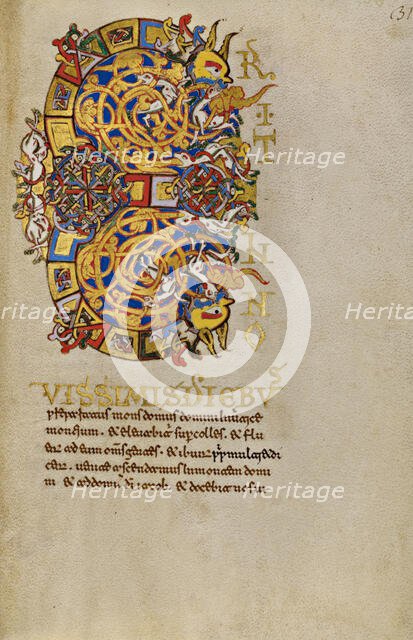 Inhabited Initial E; Breviary, 1153. Creator: Unknown.