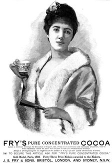 Advertisement for Fry's Pure Concentrated Cocoa, 1890. Creator: Unknown.